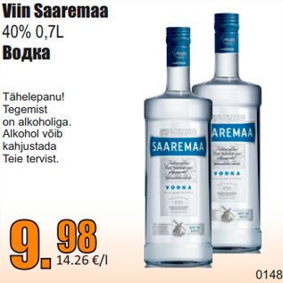 Allahindlus - Viin Saaremaa 40% 0,7L