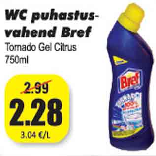 Allahindlus - WC puhastusvahend Bref 750 ml