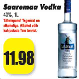 Allahindlus - Saaremaa Vodka 40%, 1l