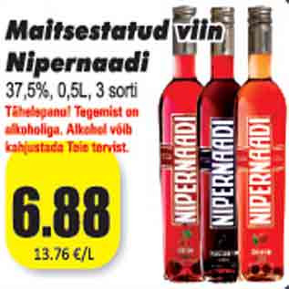 Allahindlus - Maitsestatud viin Nipernaadi 37,5%,0,5l, 3 sorti