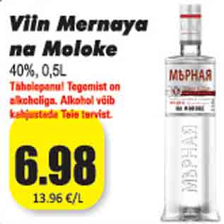 Allahindlus - Viin Mernaja na Moloke 40%, 0,5L