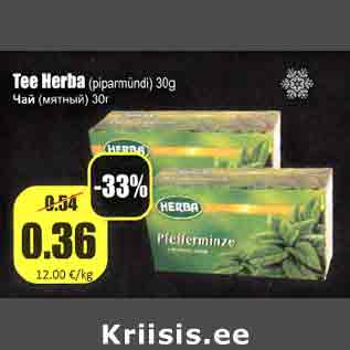 Allahindlus - Tee herba (piparmündi) 30 g