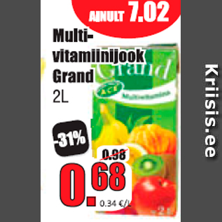 Allahindlus - Multivitamiinijook Grand 2 l