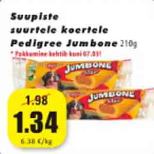 Allahindlus - Supiste suurtele koertele Pedigree Juumbone 210 g