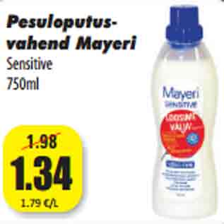 Allahindlus - Pesuloputus-vahend Mayeri Sensitive 750ml