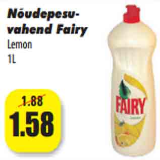 Allahindlus - Nõudepesu- vahend Fairy Lemon 1L