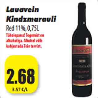 Allahindlus - Lauavein Kindzmarauli Red 11%, 0,75L