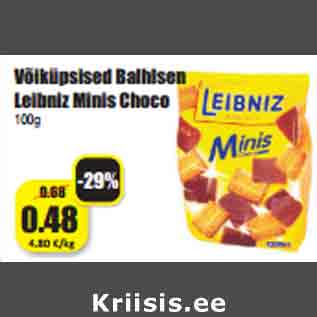 Allahindlus - Võiküpsised Balhlsen Leibniz Minis Choco 100g