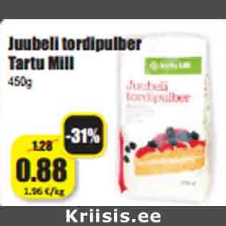 Allahindlus - Juubeli tordipulber Tartu Mill 450g