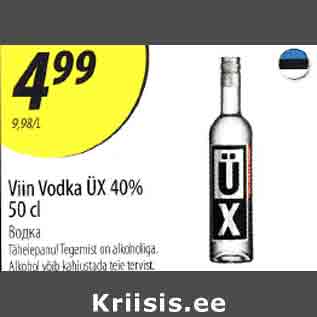 Allahindlus - Viin Vodka ÜХ 40%, 50 cl