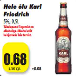 Allahindlus - Hele õlu Karl Friedrich 5%,0,5 l