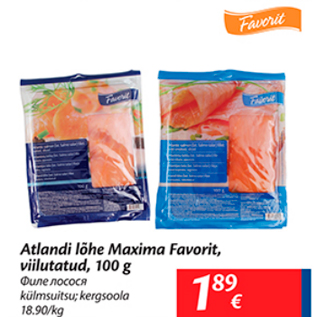 Allahindlus - Atlandi lõhe Maxima Favorit, viilutatud, 100 g