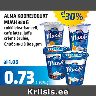 Allahindlus - ALMA KOOREJOGURT MUAH 380 G