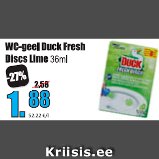 Allahindlus - WC-geel Duck Fresh Discs Lime 36 ml