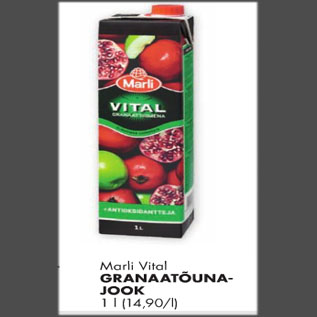 Allahindlus - Marli Vital granaatõunajook 14.90eek