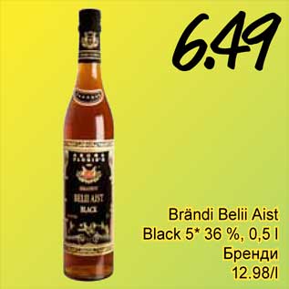 Allahindlus - Brändi Belii Aist Black 5* 36 %, 0,5 l