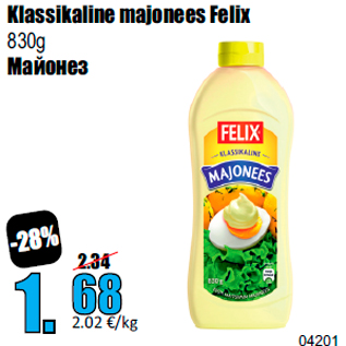 Allahindlus - Klassikaline majonees Felix 830g