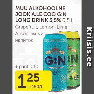 Allahindlus - MUU ALKOHOOLNE JOOK A.LE COOQ G:N LONG DRINK