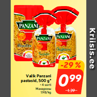 Allahindlus - Valik Panzani pastasid, 500 g*