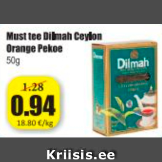 Allahindlus - Must tee Dilmah Ceylon Orange Pekoe 50 g