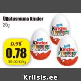 Allahindlus - Üllatusmuna Kinder 20 g