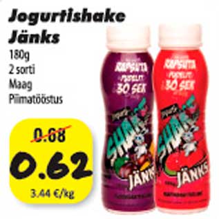 Allahindlus - Jogurtishake Jänks 180 g 2 sorti