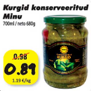 Allahindlus - Kurgid konserveeritud Minu 700ml/neto 680g