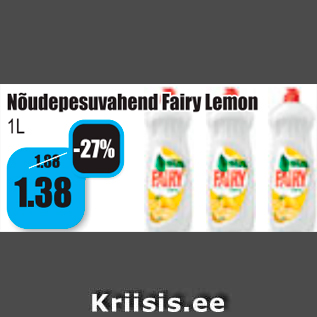 Allahindlus - Nõudepesuvahend fairy Lemon 1 L