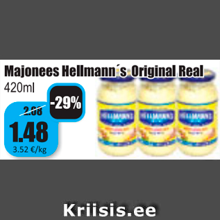 Allahindlus - Majonees Hellmann´s Original Real 420 ml