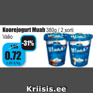 Allahindlus - Koorejogurt Muah 380 g / 2 sorti Valio