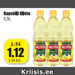 Allahindlus - Rapsiõli Olivia 0,5 l