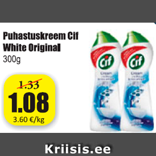 Allahindlus - Puhastuskreem Cif White Original 300 g