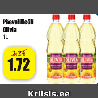 Allahindlus - Päevalilleõli Olivia 1 l