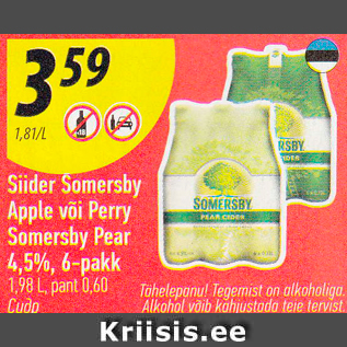 Allahindlus - Siider Somersby Apple või Perry Somersby Pear