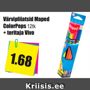 Allahindlus - Värvipliiatsid Maped ColorPeps 12tk + teritaja Vivo