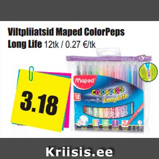 Allahindlus - Viltpliiatsid Maped ColorPeps Long Life 12tk