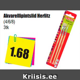 Allahindlus - Akvarellipintslid Herlitz (4/6/8) 3tk