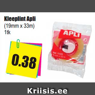 Allahindlus - Kleeplint Apli 1tk