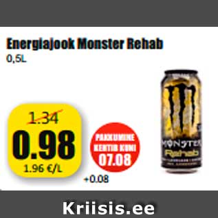 Allahindlus - Energiajook Monster Rehab 0,5L