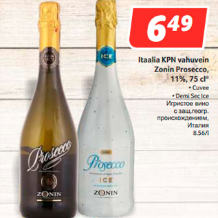 Allahindlus - Itaalia KPN vahuvein Zonin Prosecco, 11%, 75 cl*