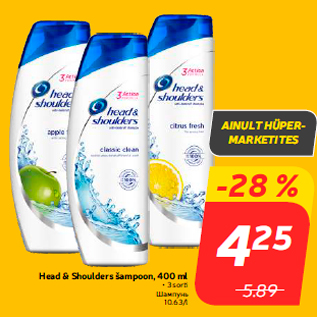 Allahindlus - Head & Shoulders šampoon, 400 ml