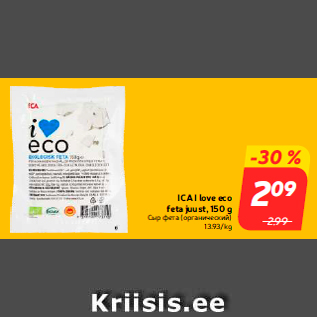 Allahindlus - ICA I love eco feta juust, 150 g