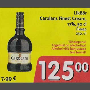 Allahindlus - Liköör Carolans Finest Cream