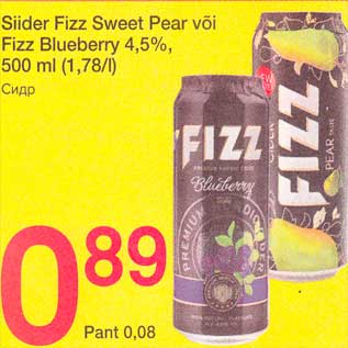 Allahindlus - Siider Fizz Sweet Pear või Fizz Blueberry