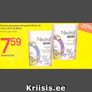 Allahindlus - Neutral pesupesemiskapslid White või Color, 20 tk