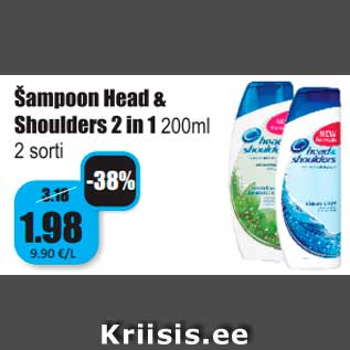 Allahindlus - Šampoon Head&Shoulders 2 in1