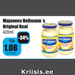 Allahindlus - Majonees Hellmann´s Original Real 420ml