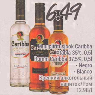 Allahindlus - Muu piiritusjook Caribba Xtabla 35%,0,5l;Rumm Caribba 37,5%, 0,5 l