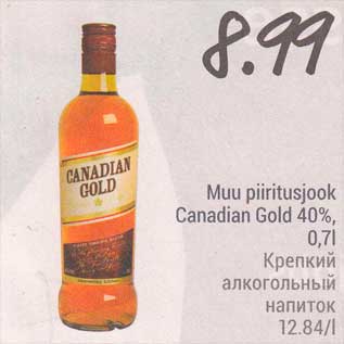 Allahindlus - Muu piiritusjook Canadian Gold