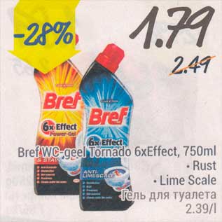 Allahindlus - Bref WC geel Tirnado xEffect, 750 ml